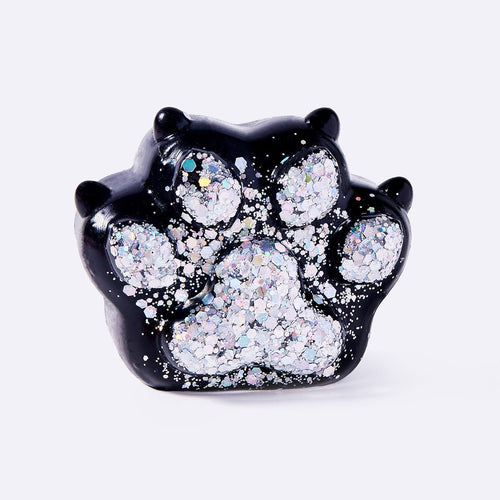 Black Silver Glitter Cat Paw with Claws