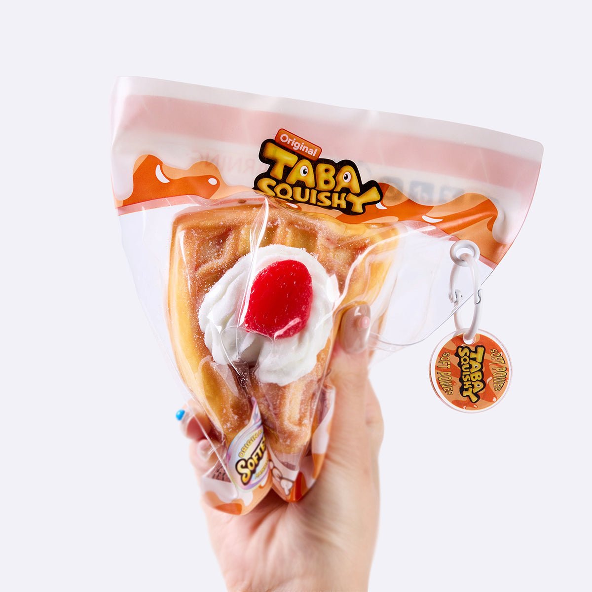 Square Strawberry-Filled Waffle Taba Squishy