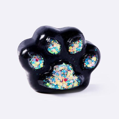 Black Rainbow Glitter Cat Paw