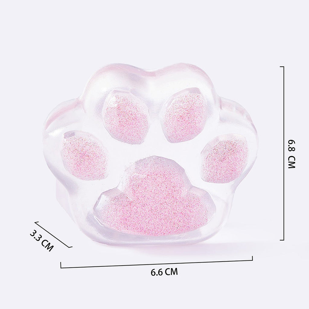 Clear Pink Glitter Cat Paw