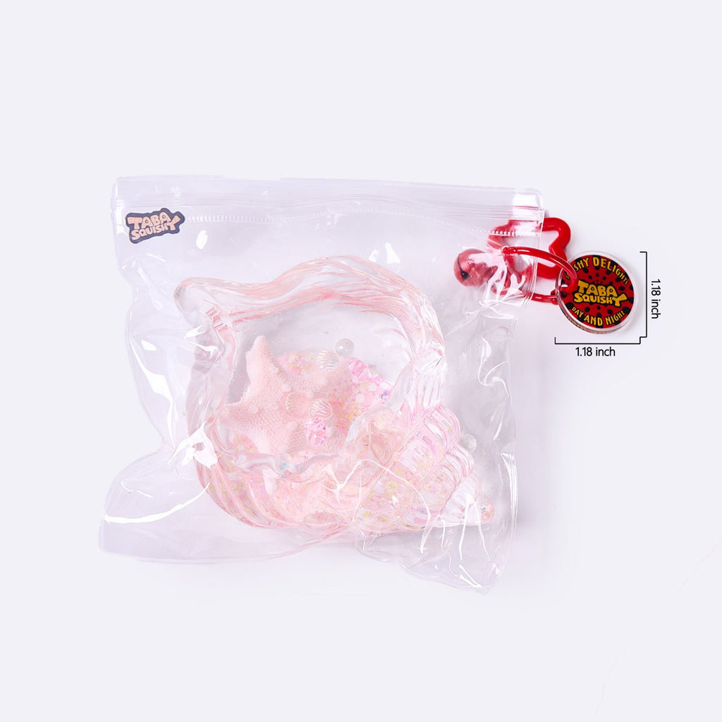 Blingbling Transparent-pink Conch with Starfish Taba Squishy