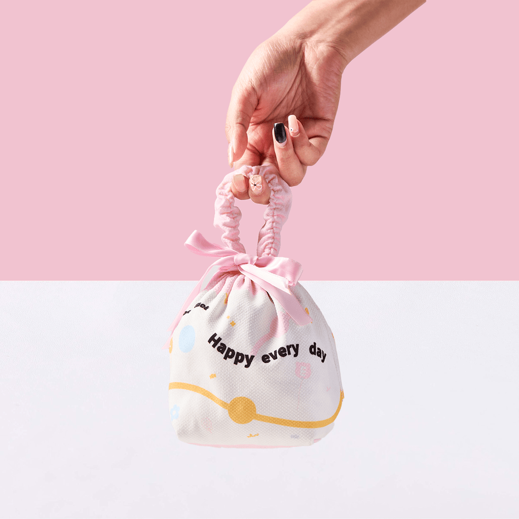 Simple Pink Linen Drawstring Wrapping Gift Bag